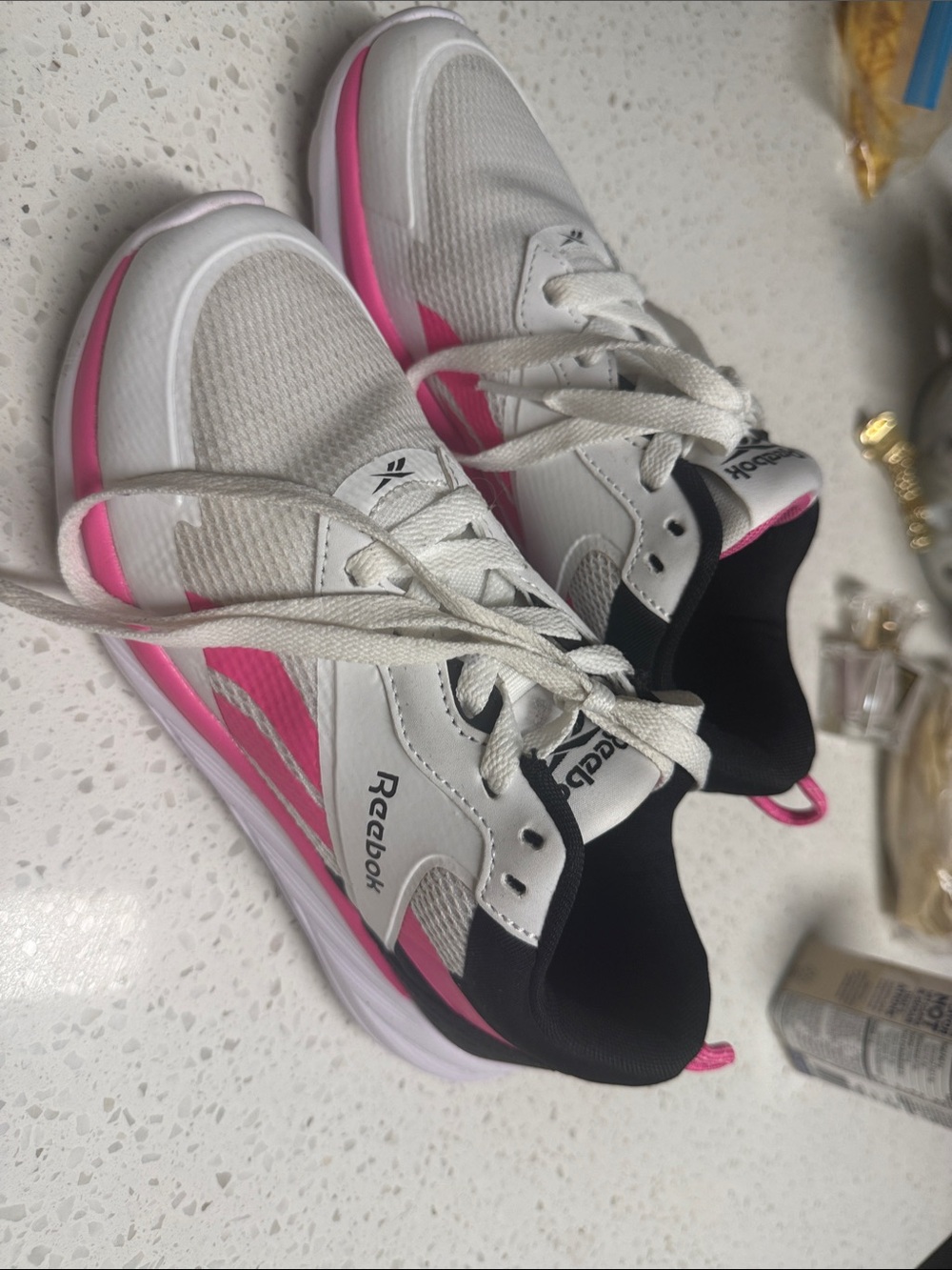 Almost new Reebok kids/women White and Pink Athletic Sneakers